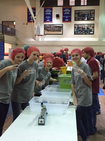 Boxing up meals for hungry children!