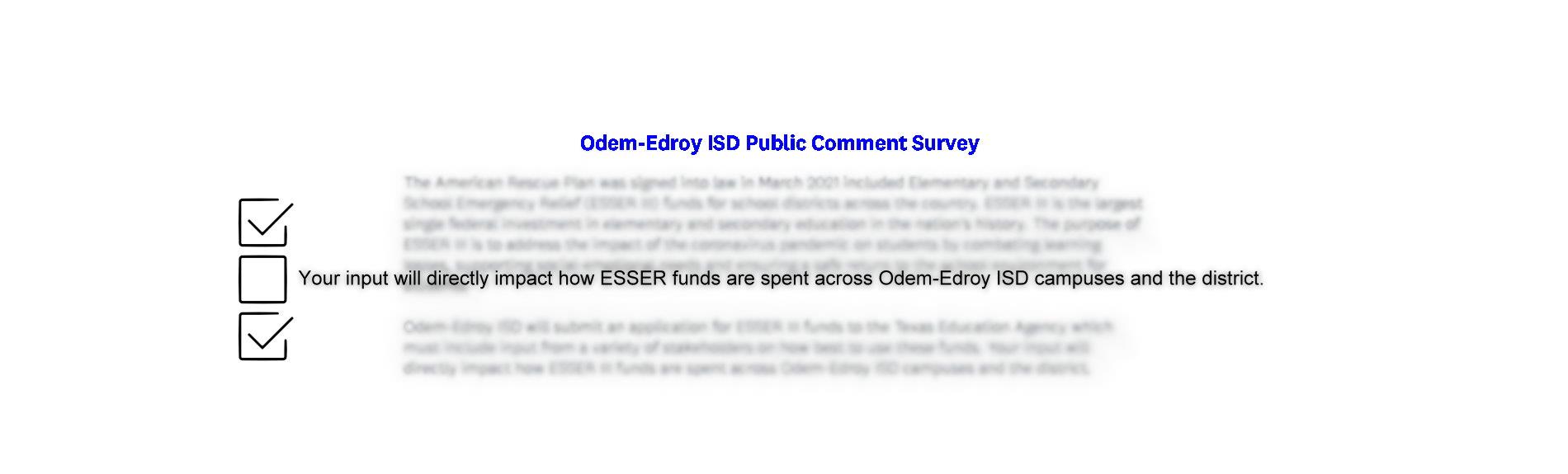 Odem-Edroy ISD Public Comment Survey