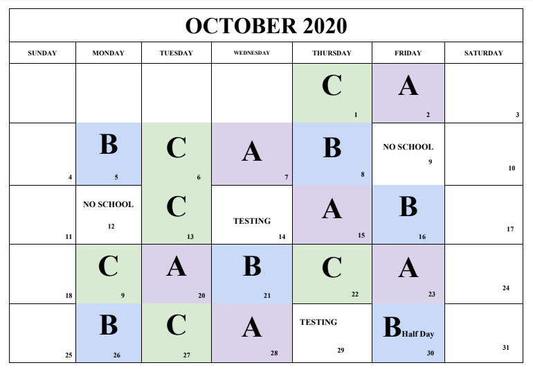 October RHHS Day Calendar October RHHS Day Calendar