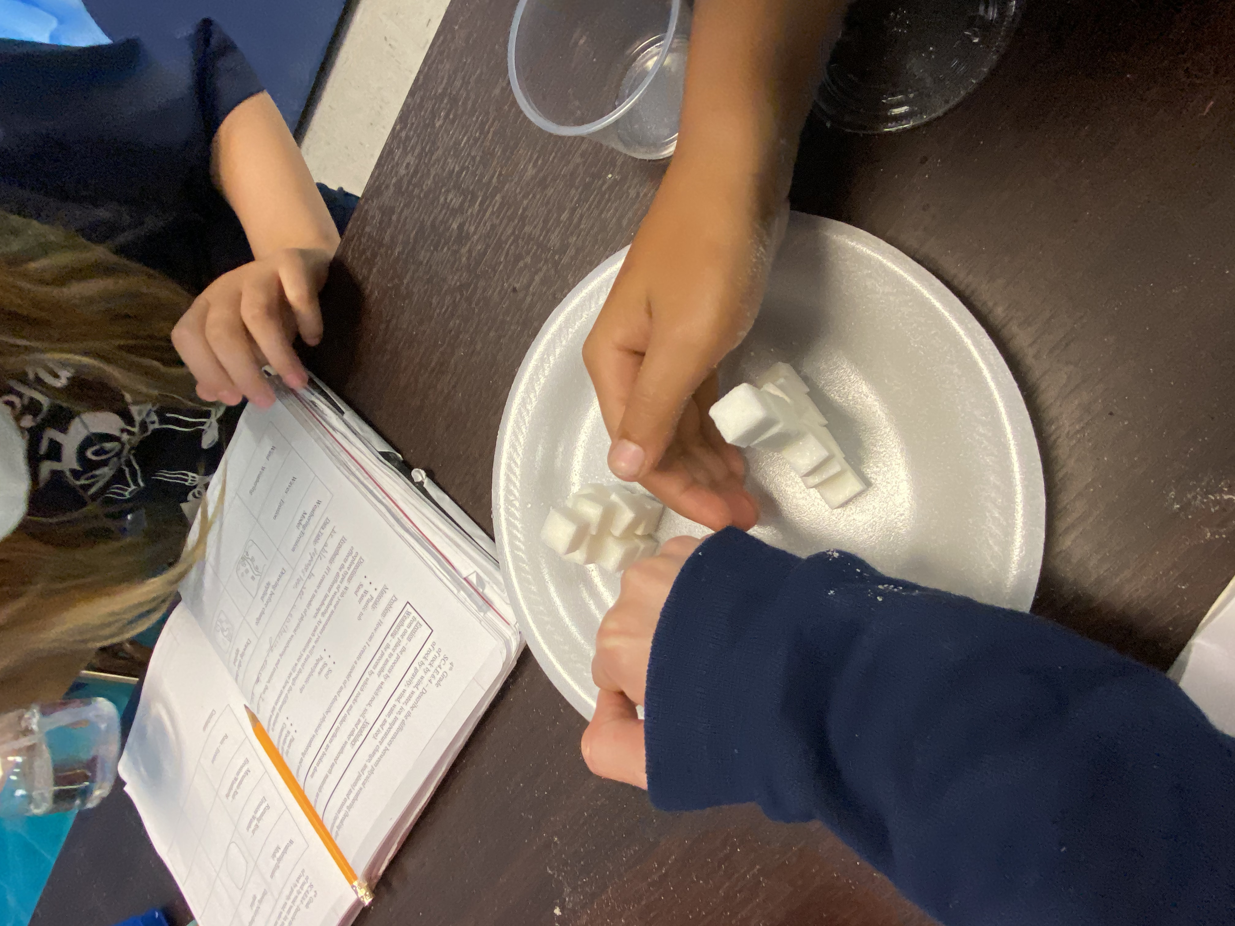 Exploring erosion with sugar cubes and water
