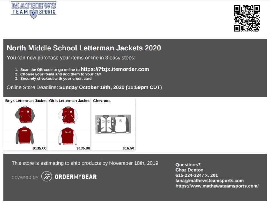 Letterman Jacket order form Letterman Jacket order form