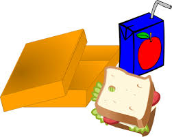 School lunch with sandwich and juice box