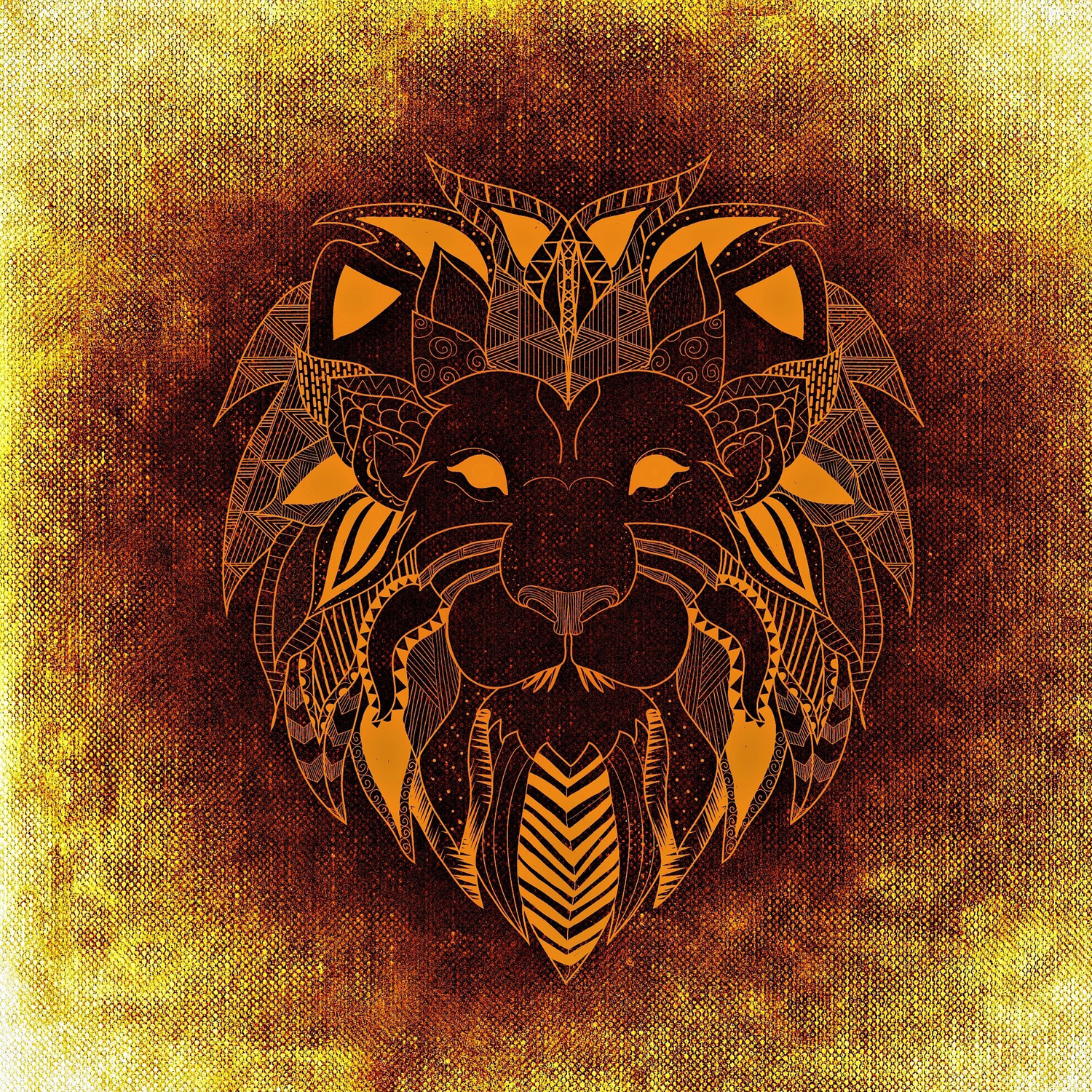 graphic monochromatic male lion head art