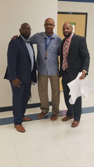 Happy 1st Day of School from Parapro Carlos Terry, Resource Teacher Matthew Moore and AP Lee Smith!