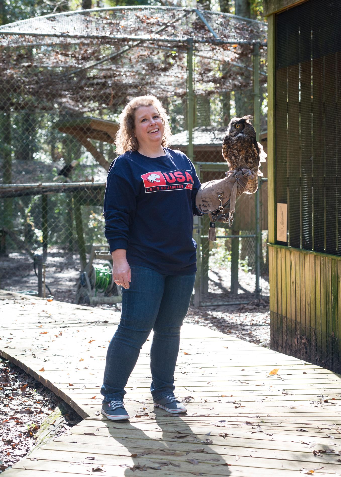 Tracy with a Great Horned Owl