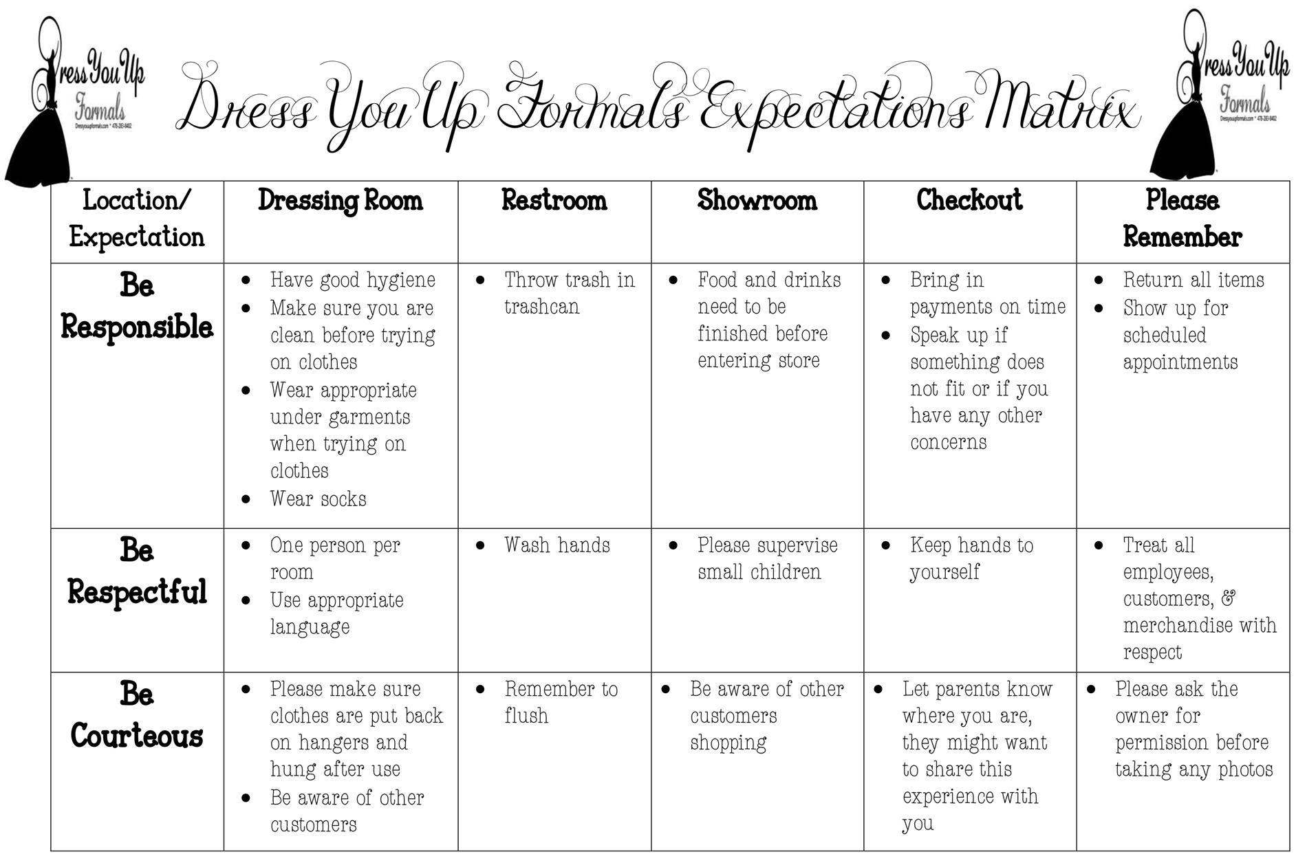 Dress Up Formal Matrix