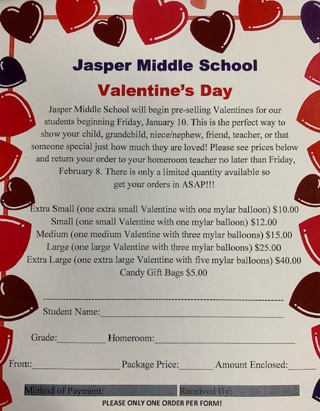 Valentine Order Form Valentine Order Form