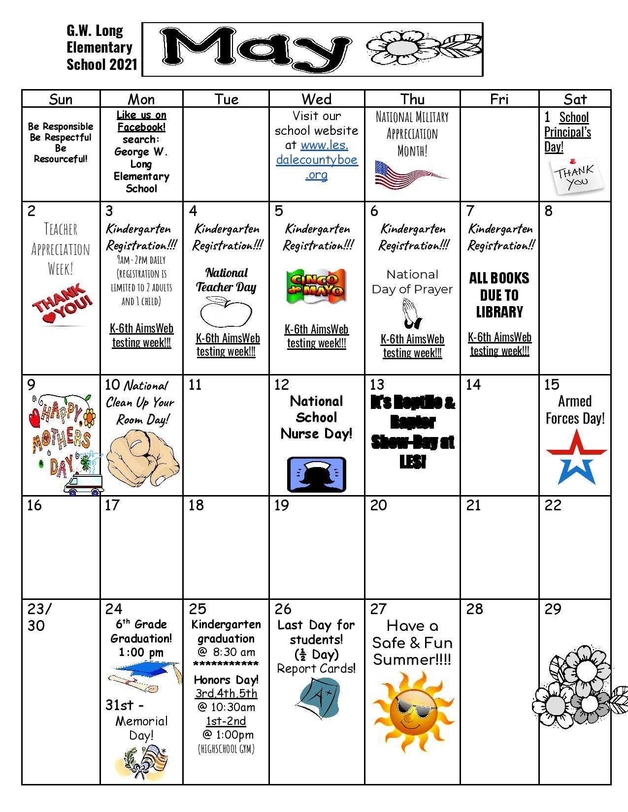 May 2021 Calendar May 2021 Calendar