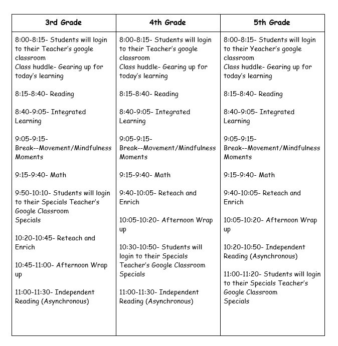 DVI remote learning schedule 