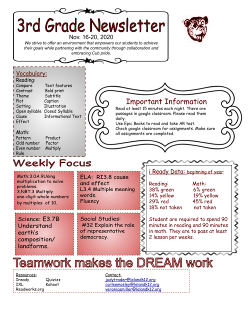 3rd Grade Newsletter