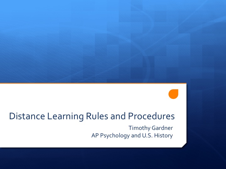 Distance Learning Procedures