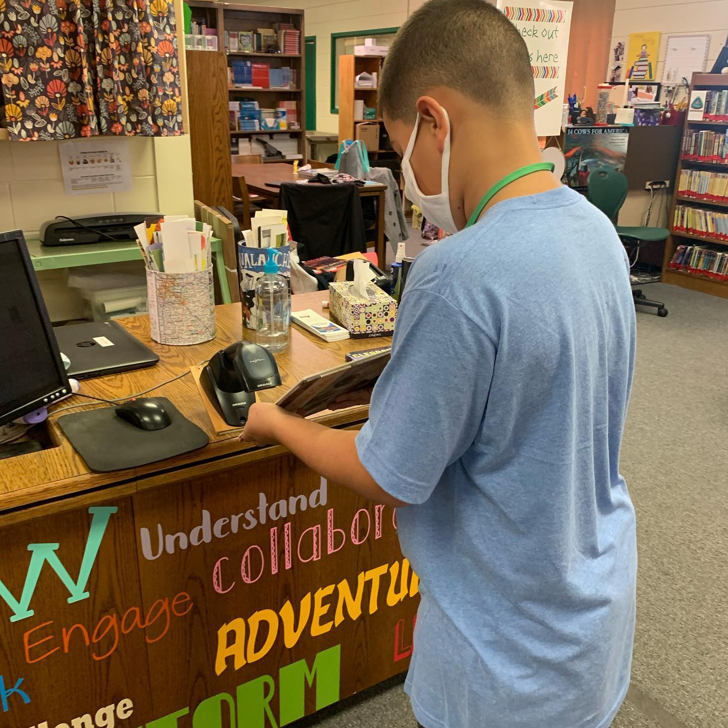 Student using self checkout