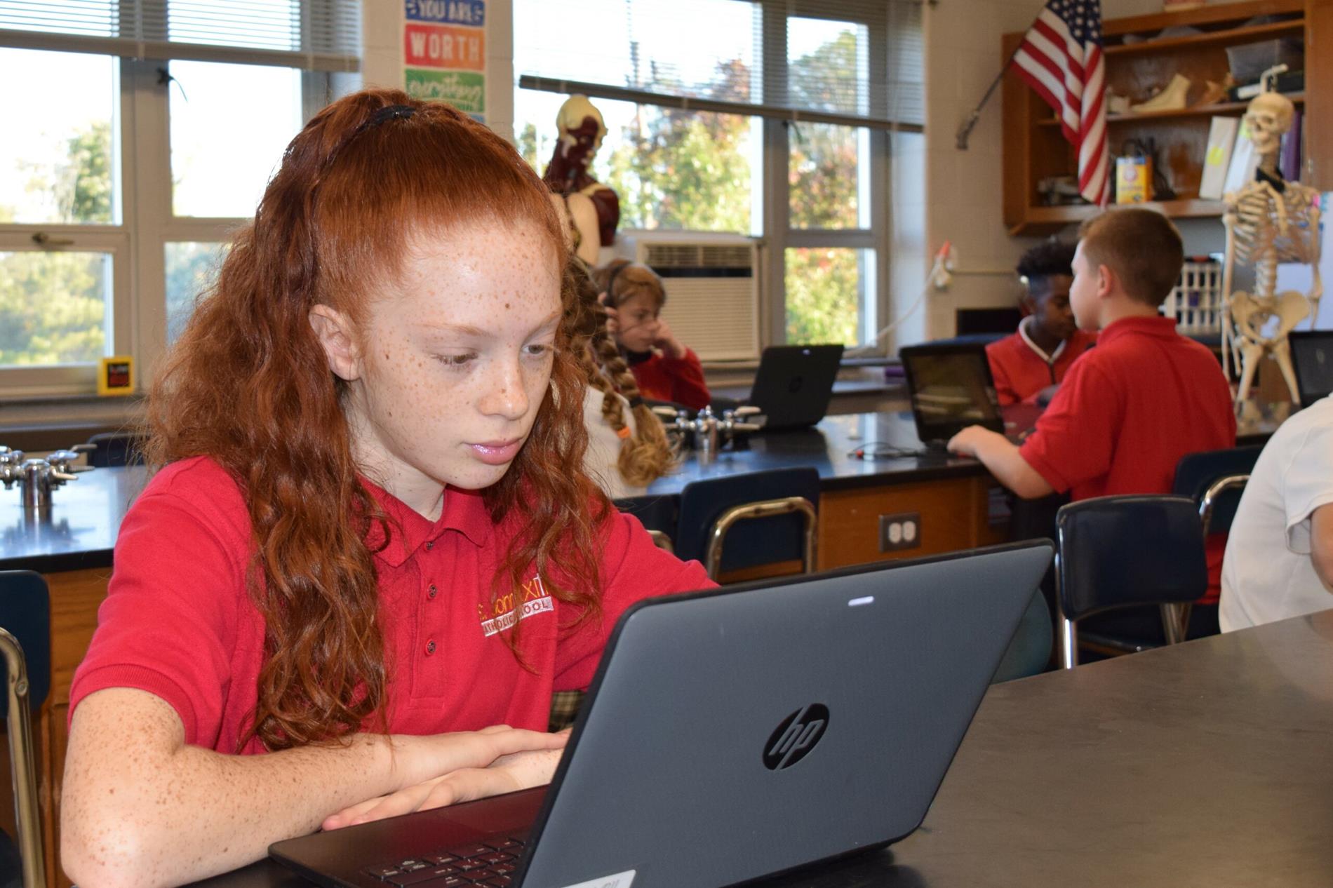 girl at desk