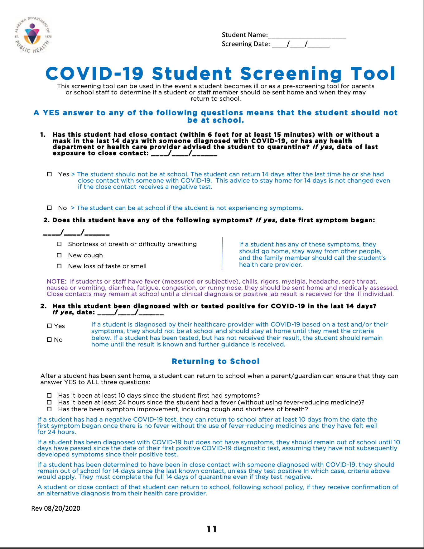 Screening Tool - Updated Screening Tool - Updated