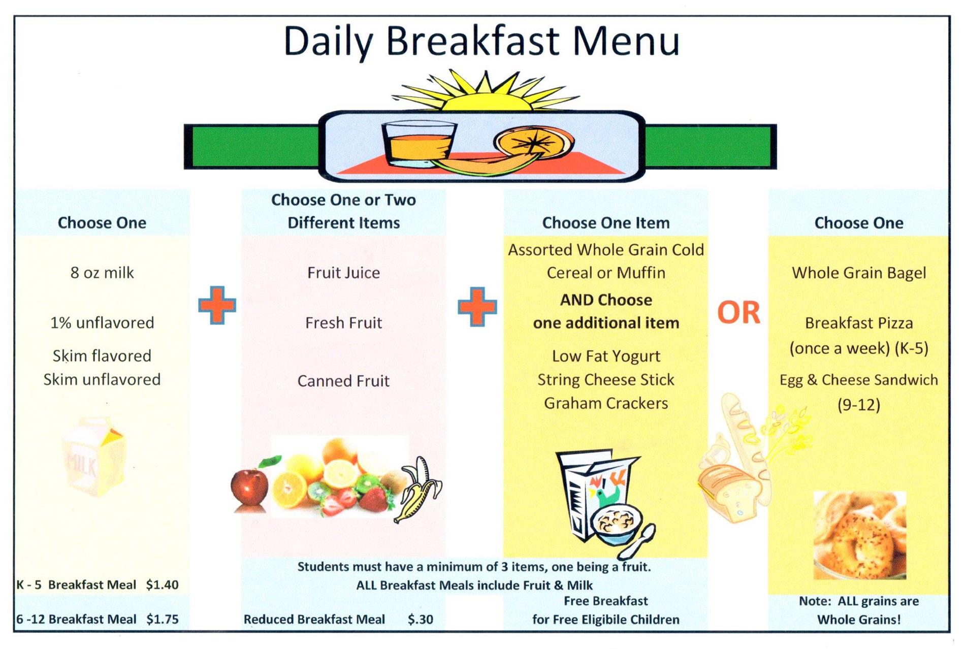 daily breakfast menu