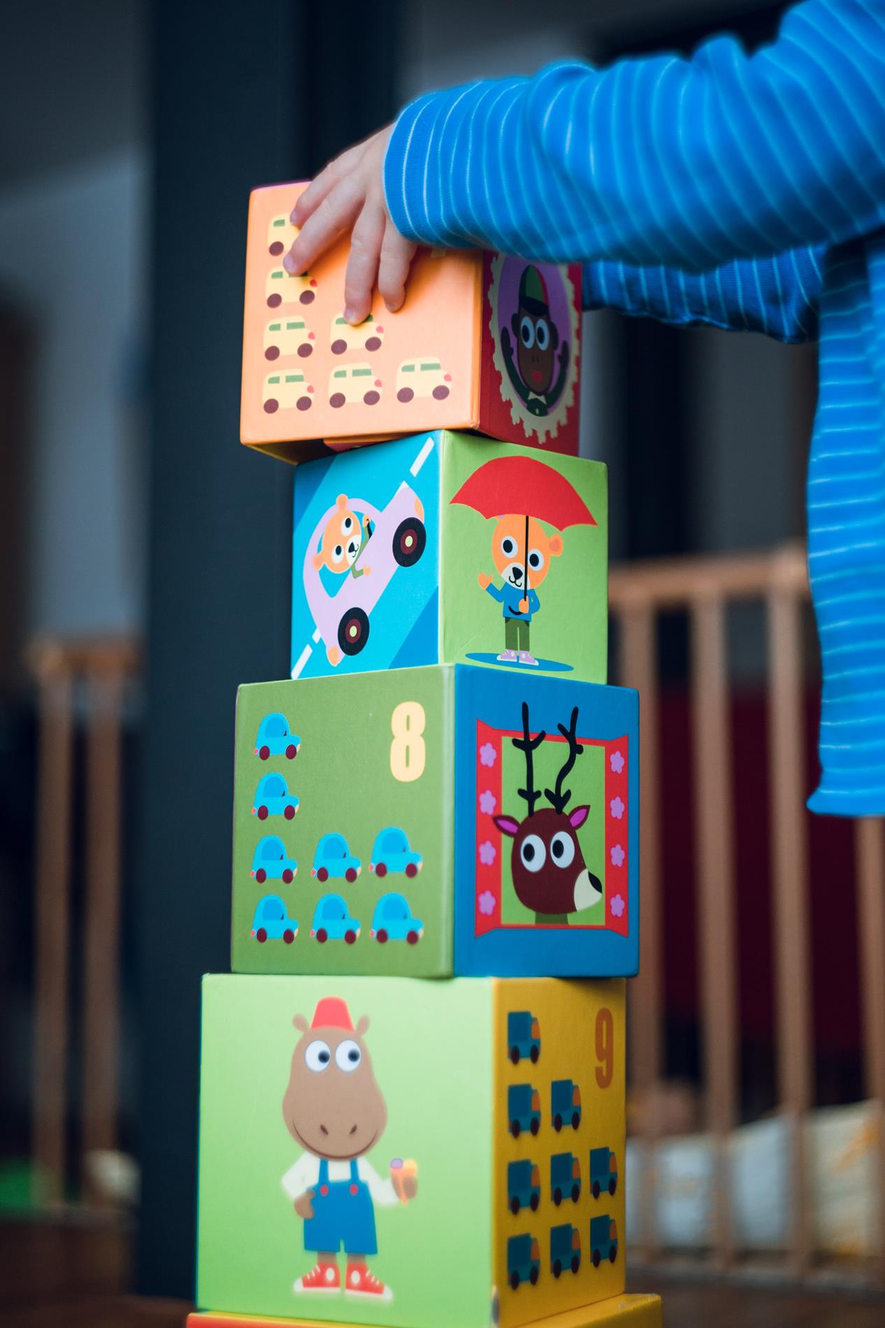 kid playing with blocks