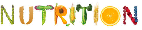 the word Nutrition spelled out with fruits and vegetables