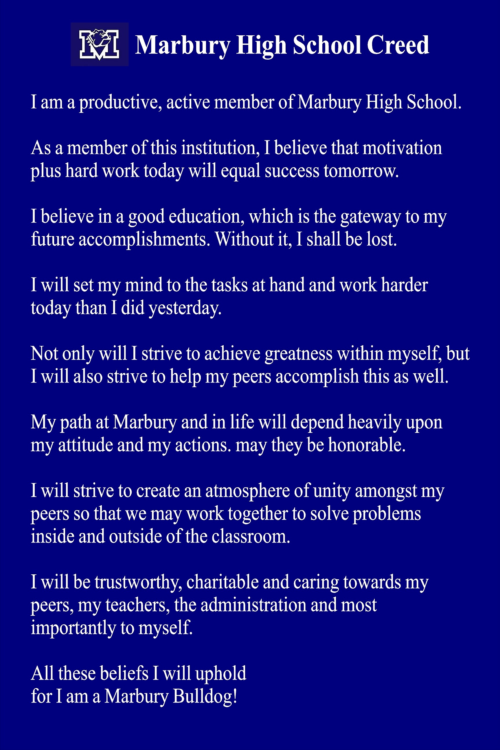 Marbury High School Creed