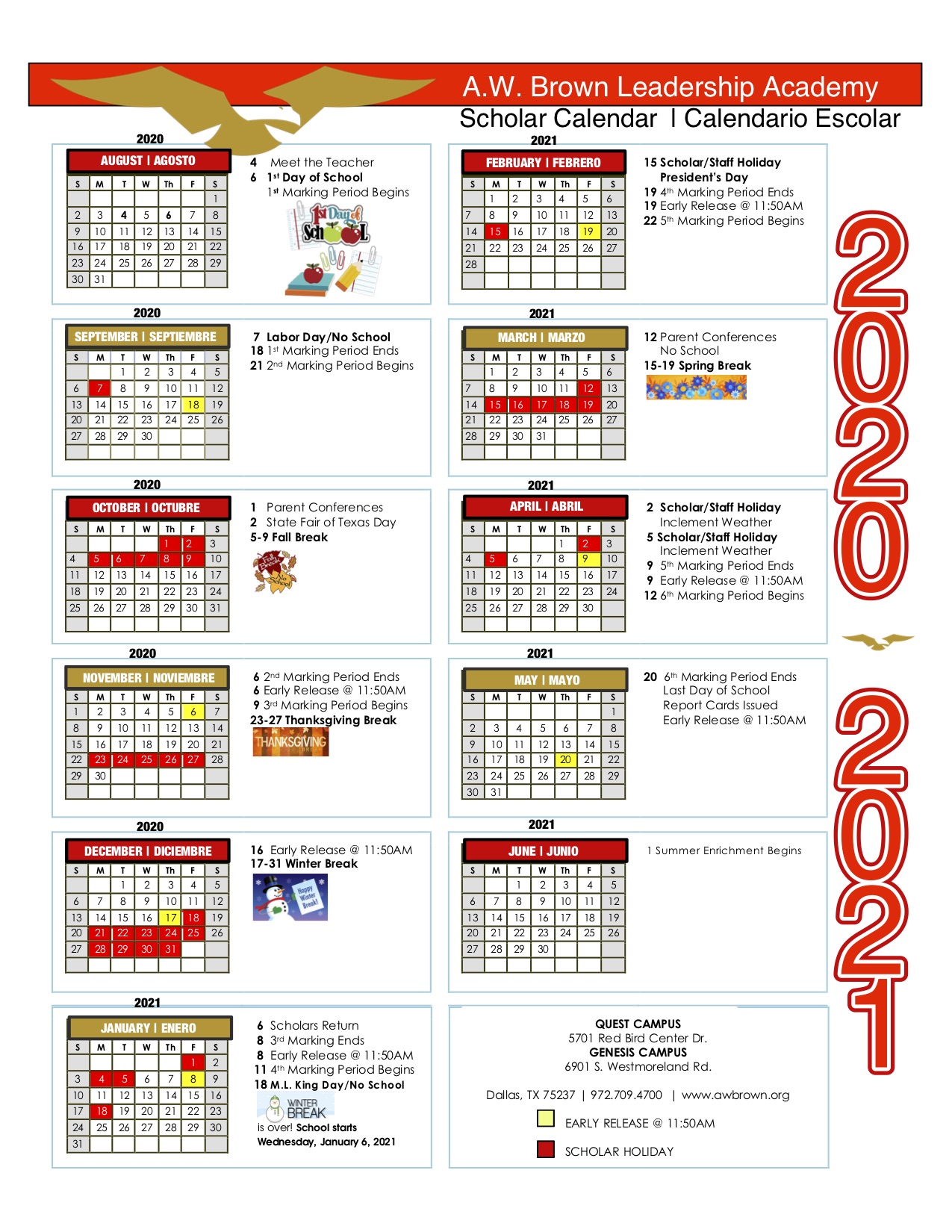 2020-2021 Scholar Calendar
