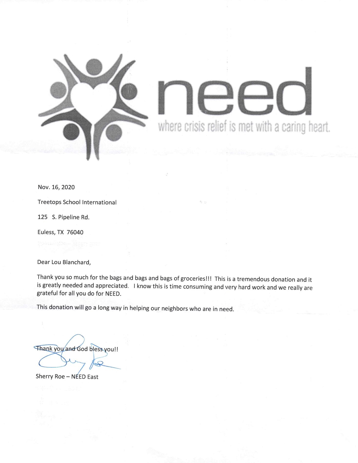 Community Need Letter