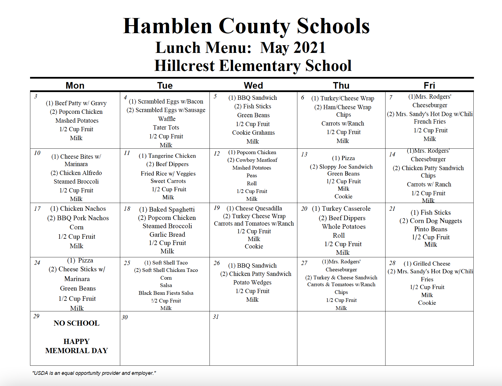 Lunch Menu