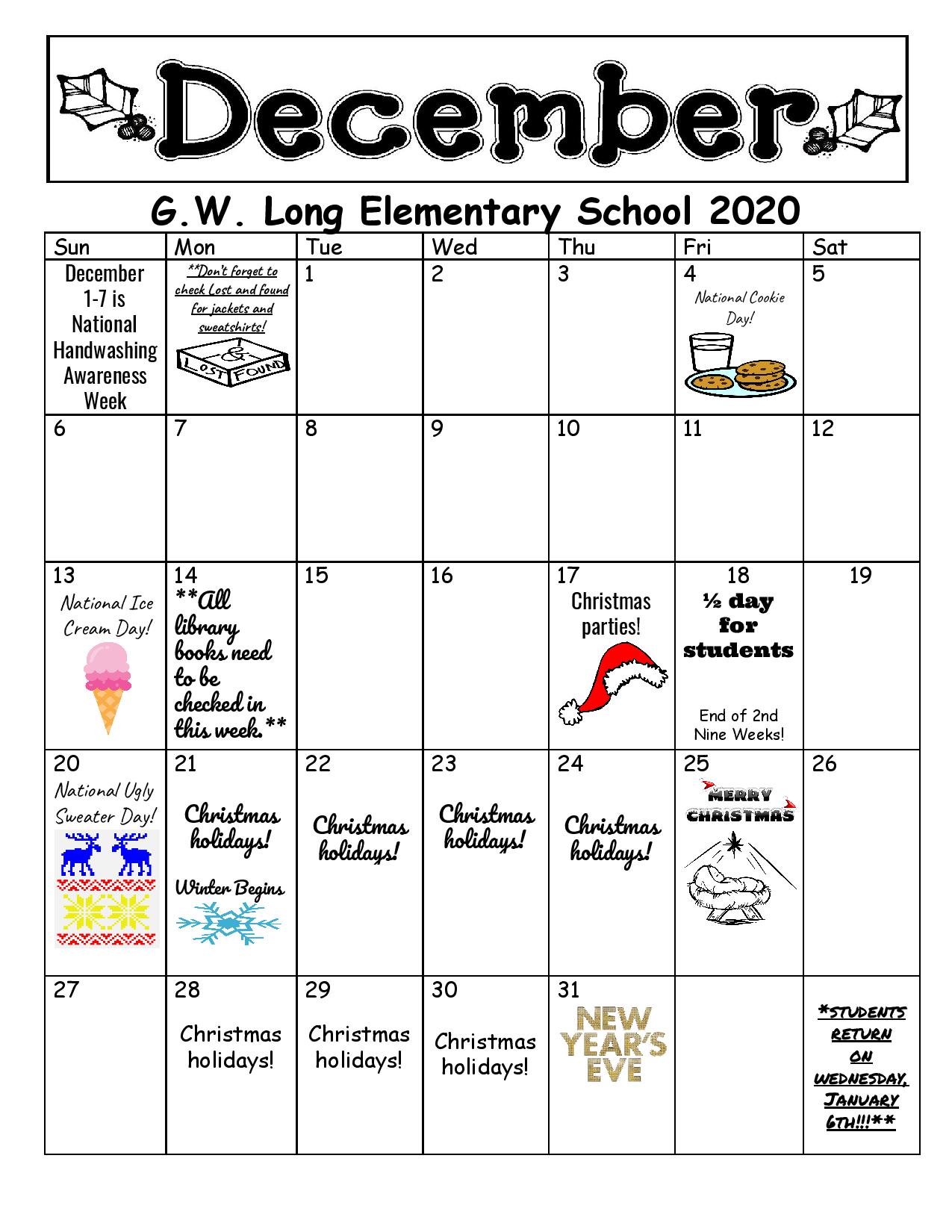 December 2020 Calendar December 2020 Calendar