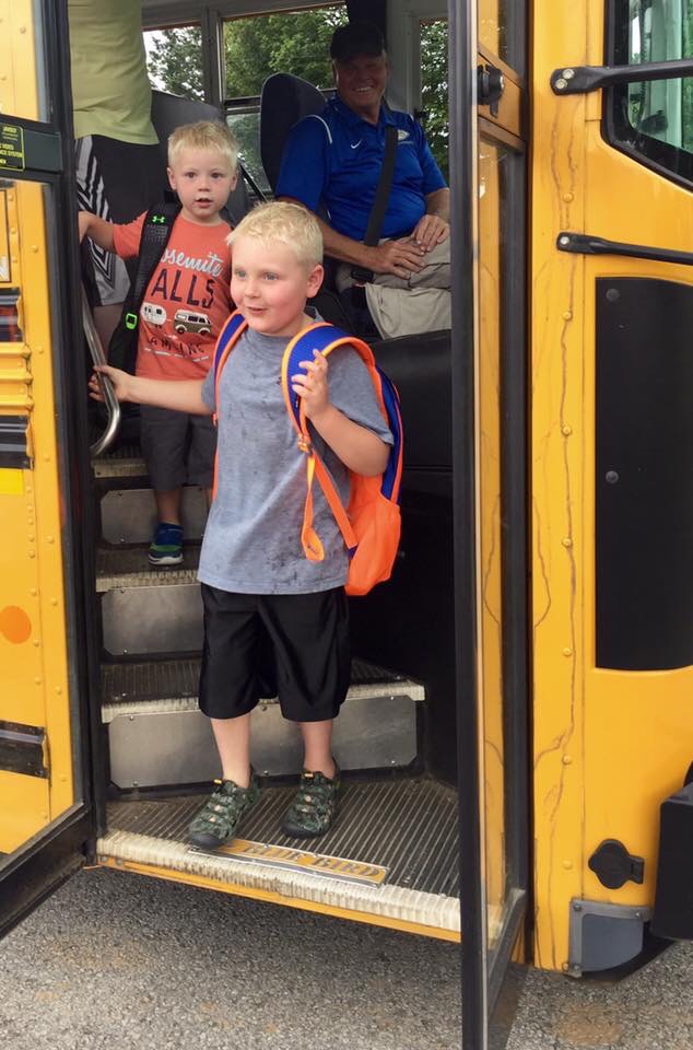 Children getting off the bus