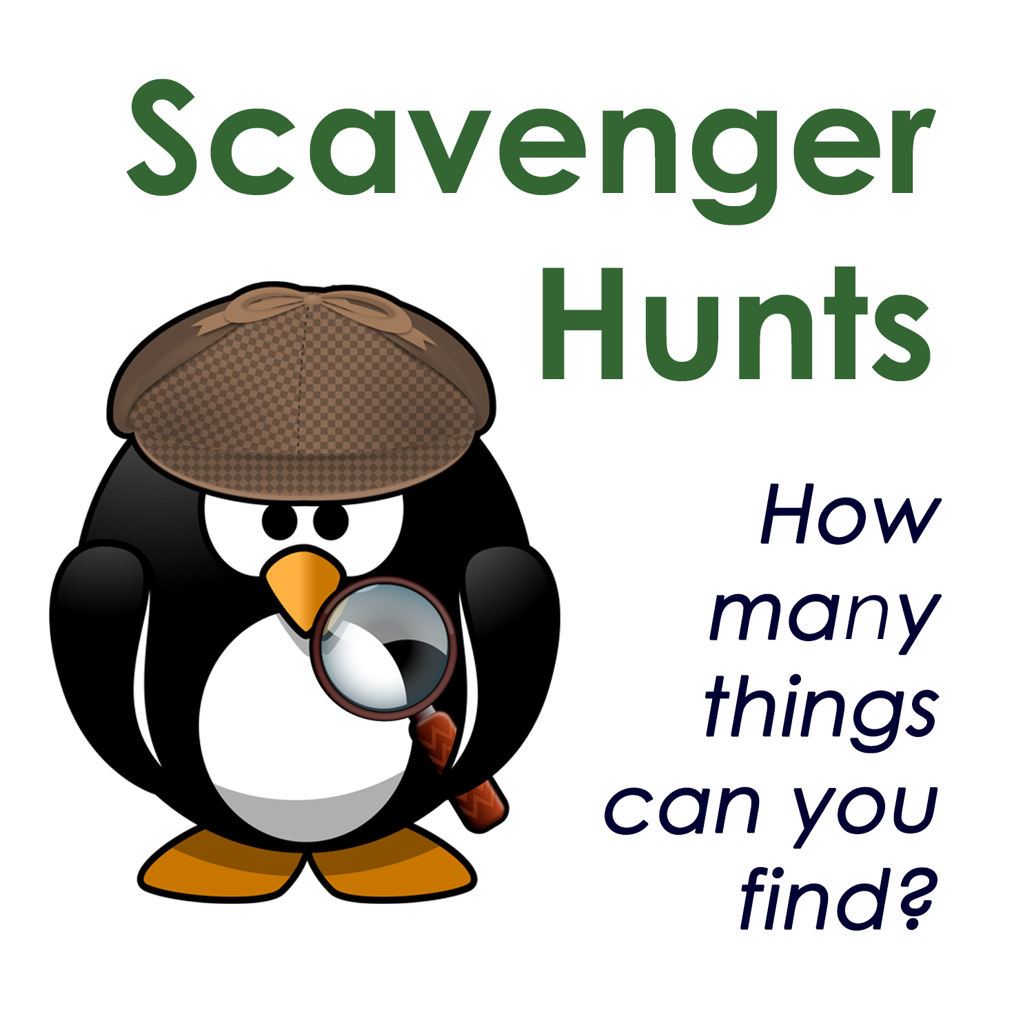 Detective penguin Scavenger Hunt image with link to Activities page