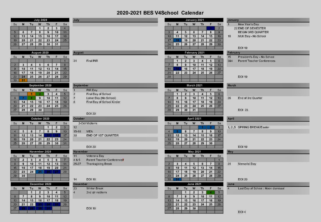 2020-2021 Academic Calendar