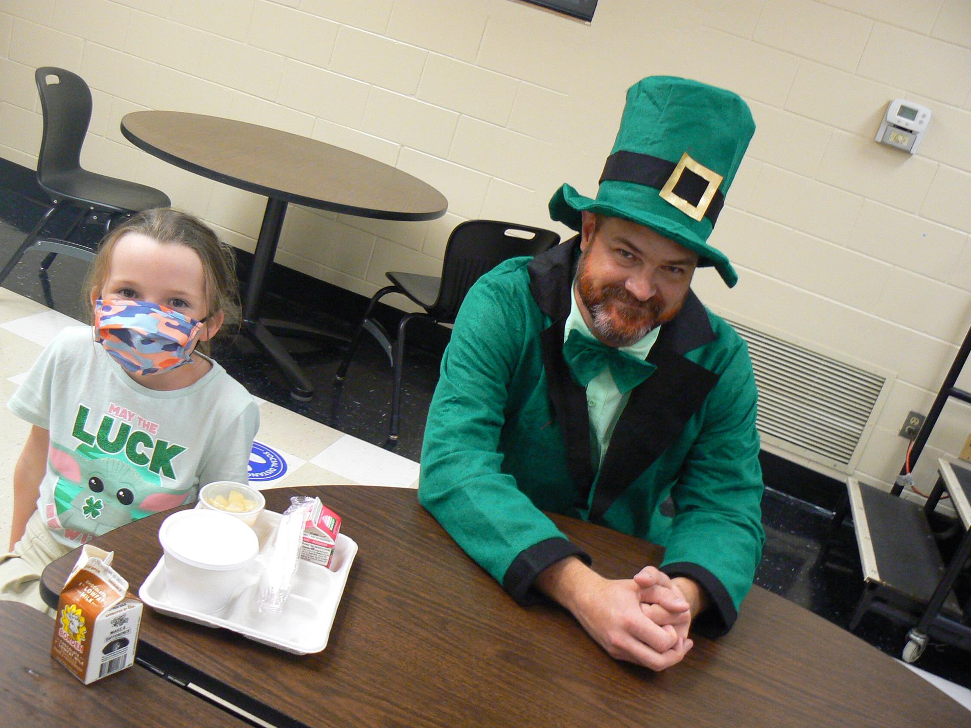 Students were visited by the leprechaun during lunch.
