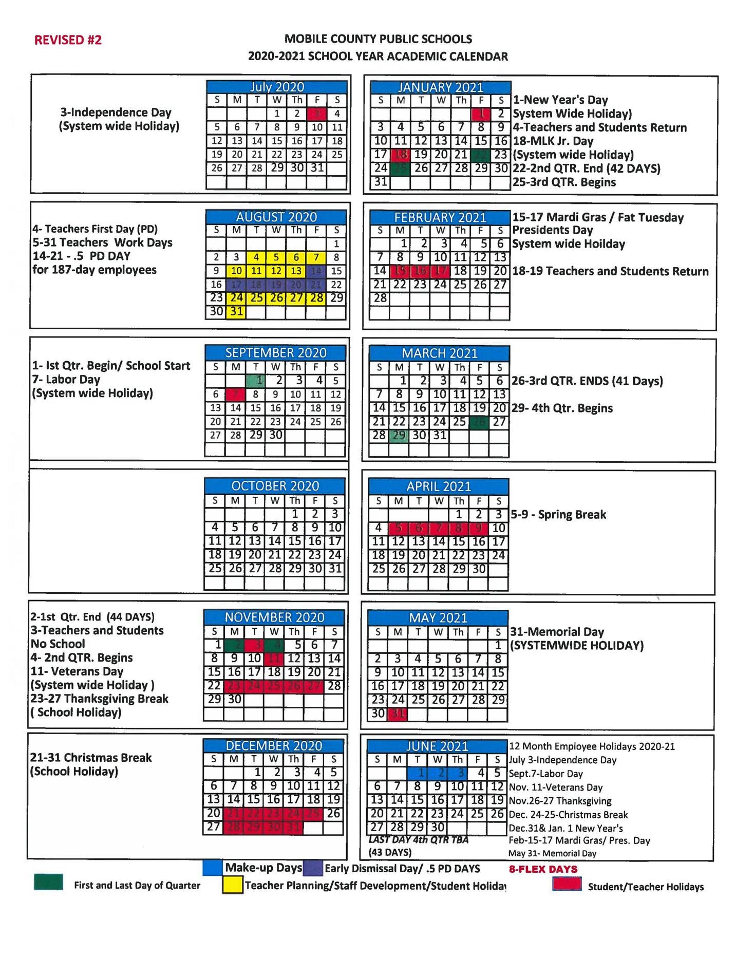 2020-2021 school calendar