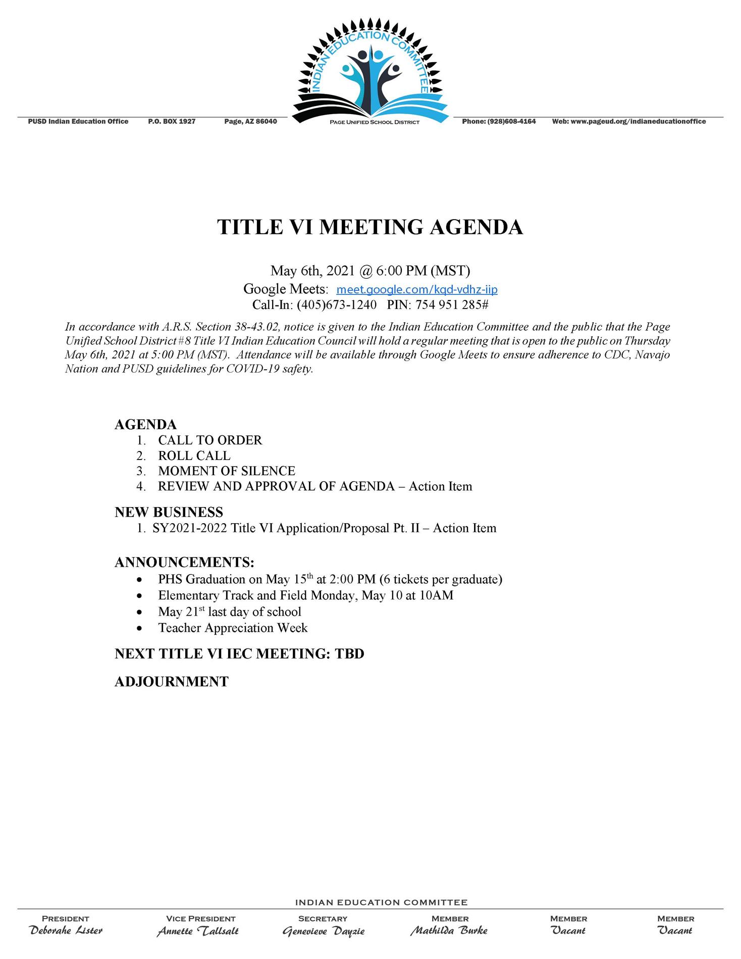 March IEC Meeting Agenda March IEC Meeting Agenda