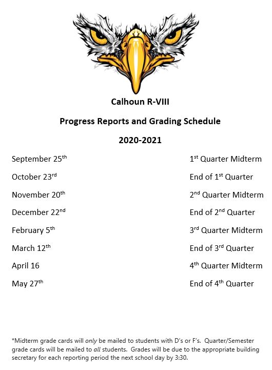 2020 2021 Progress Report Schedules Calhoun School Dist R Viii