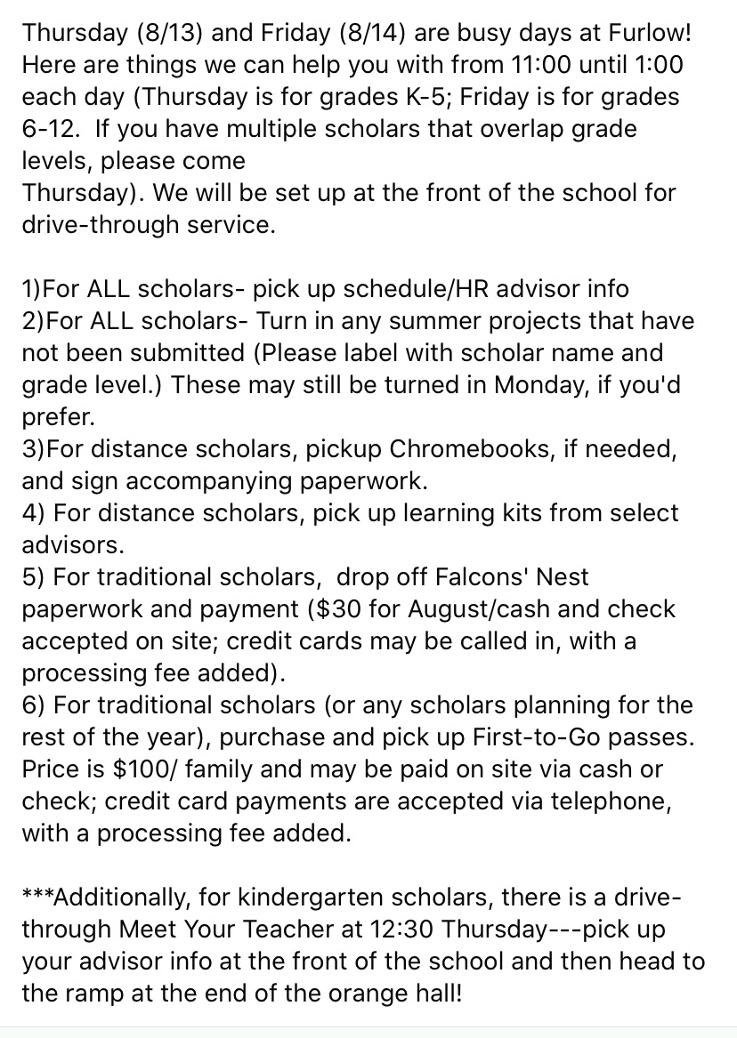 Announcements - August 13th & 14th Announcements - August 13th & 14th