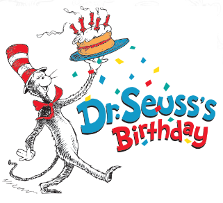 Dr. Seuss with cake for birthday