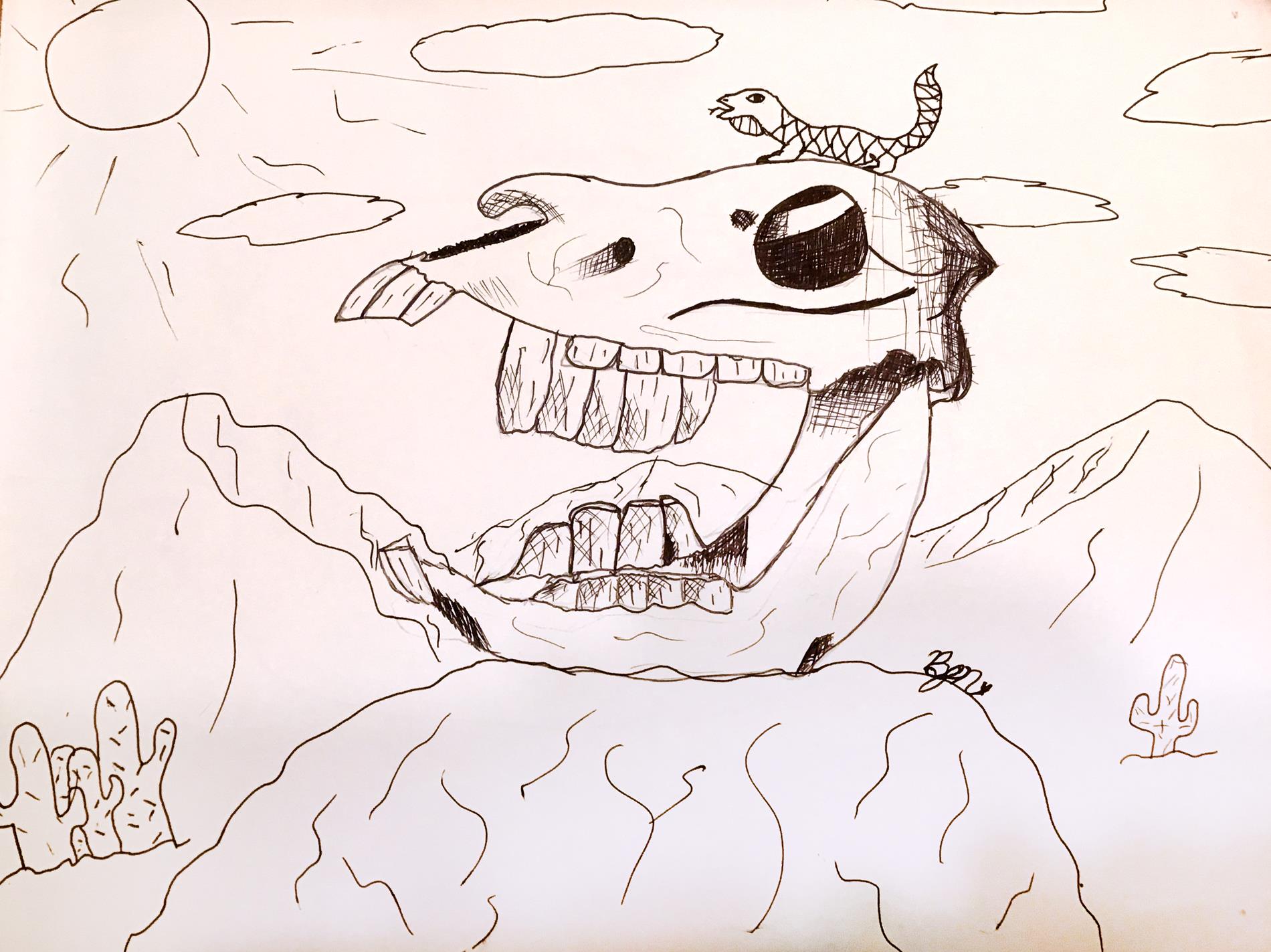 Bella Nichols - 6th Grade - Skull In The Desert - Pen Bella Nichols - 6th Grade - Skull In The Desert - Pen