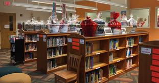 Library Media Center with baskets