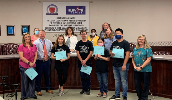 School Board members, Mrs. McCoy, Dr. Glover and TCHS STEM Club School Board members, Mrs. McCoy, Dr. Glover and TCHS STEM Club