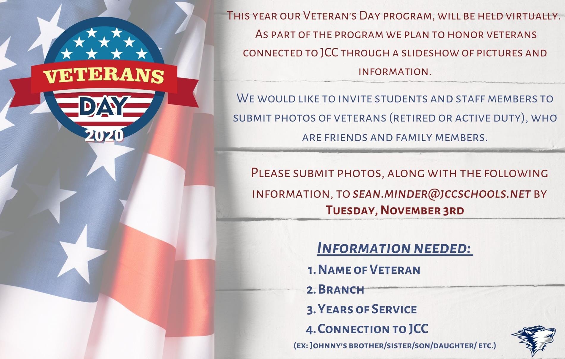 Veteran's Day 2020, JCC Veteran's Day Program