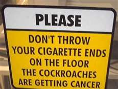 Sign Don't throw cigarette ends on the floor