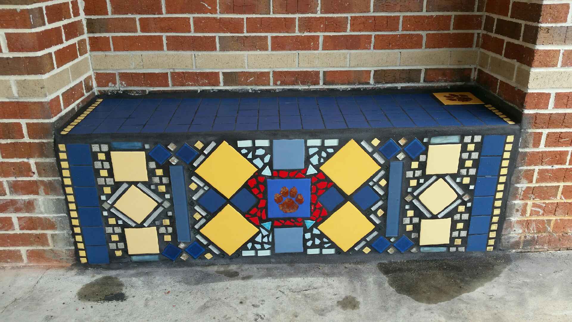 Bench outside cafeteria