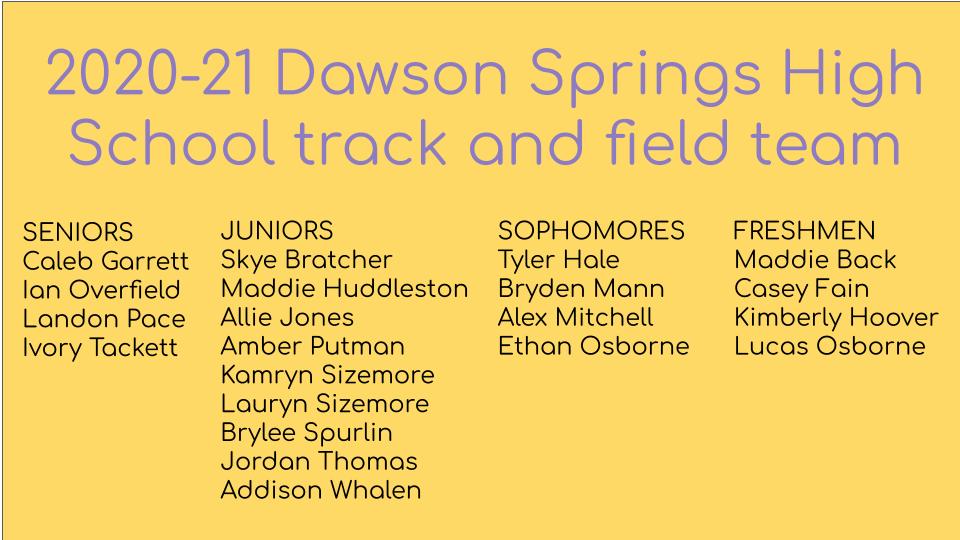 2021 DSHS Track team roster