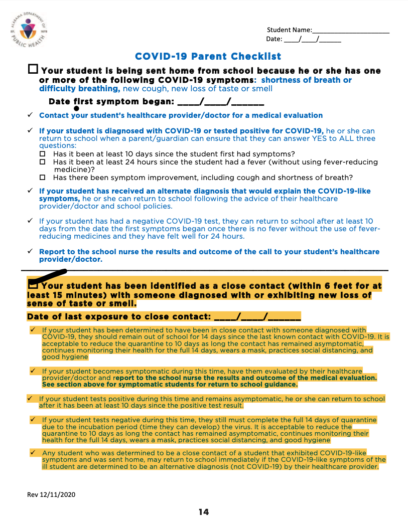 Parent Checklist Parent Checklist