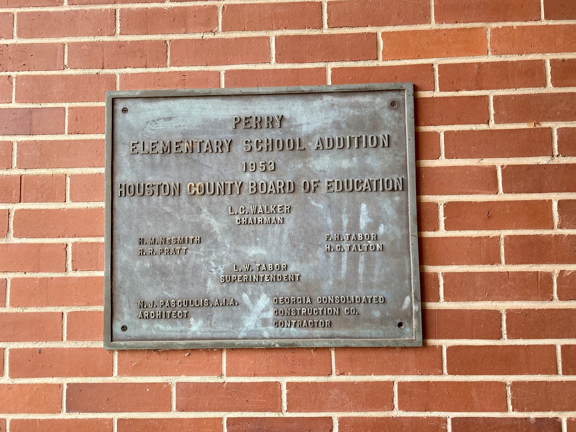 Perry Elementary Addition - 1953 plaque