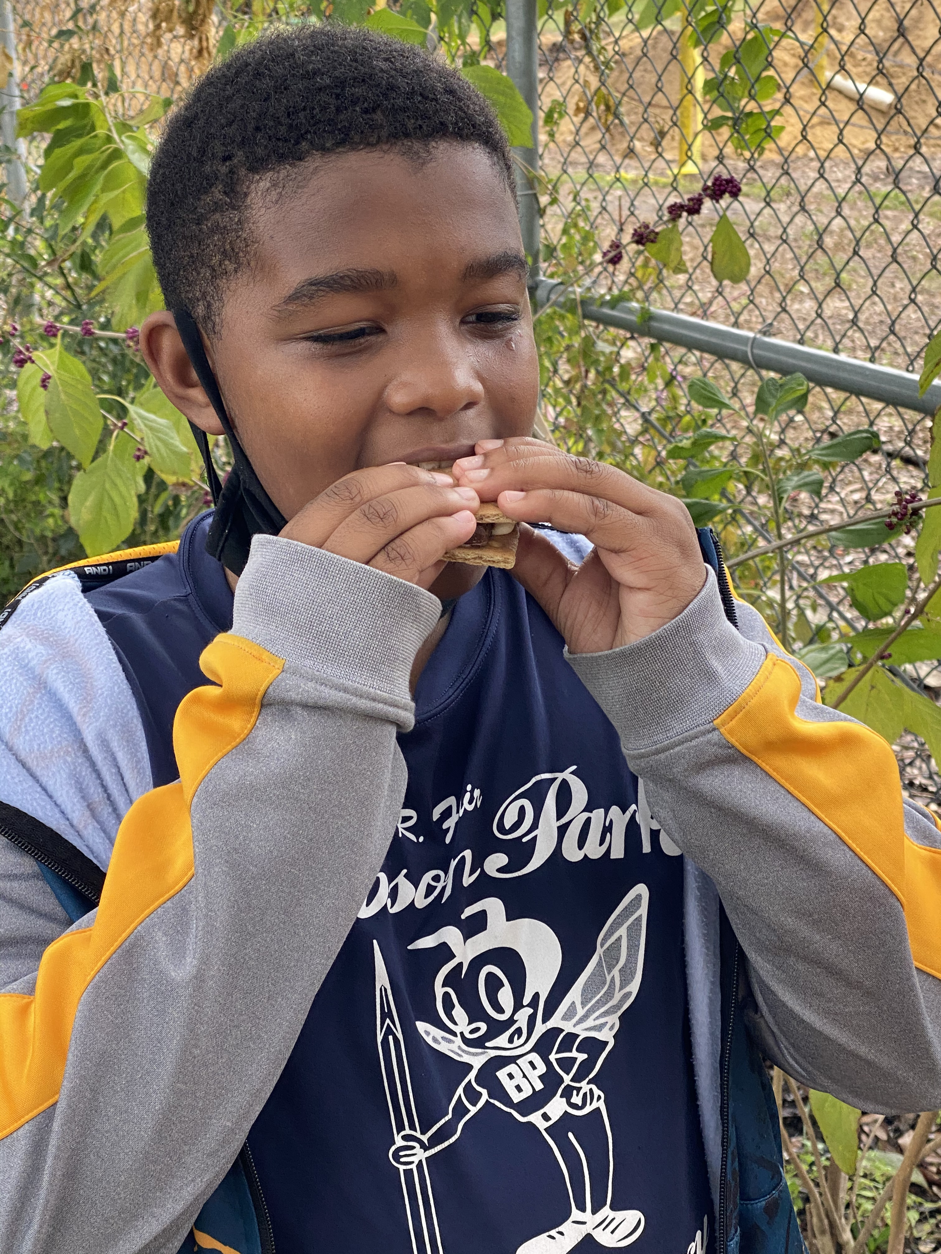 Enjoying a s'more