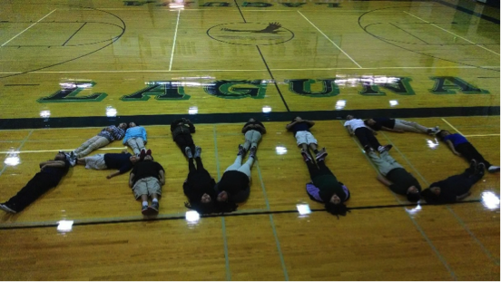 Students spelling out AVID