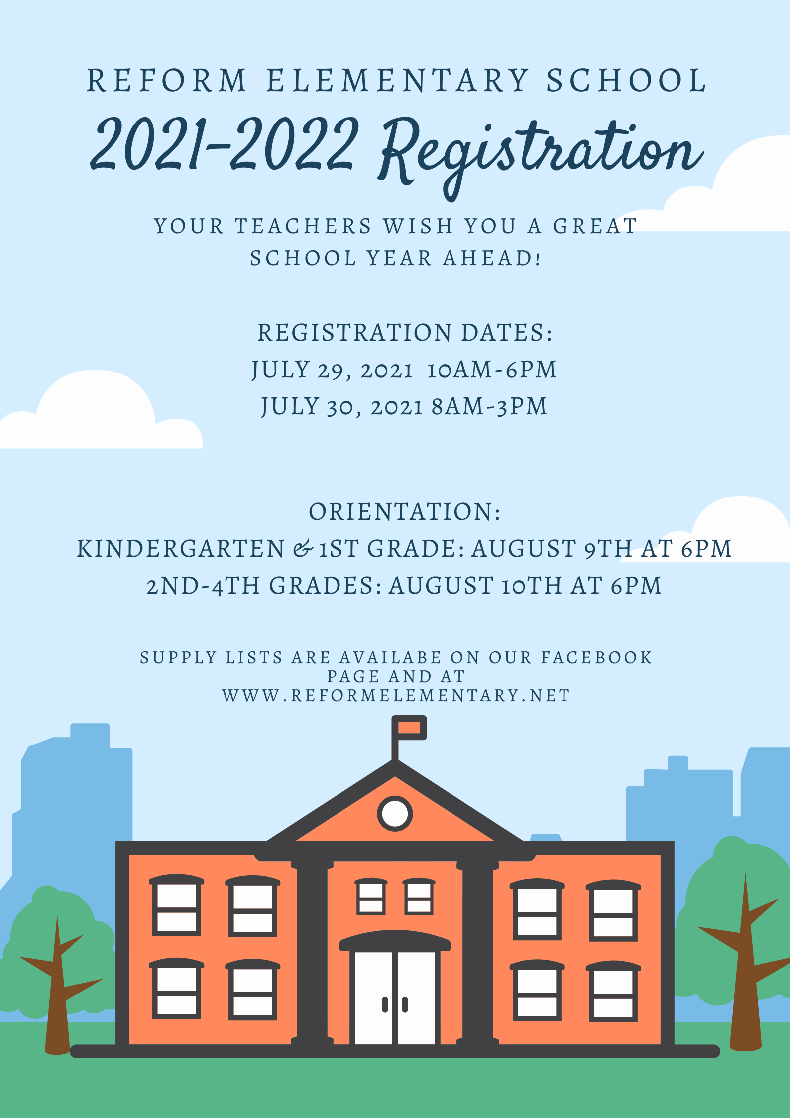 Reform Elementary Registration July 29th and 30th Reform Elementary Registration July 29th and 30th