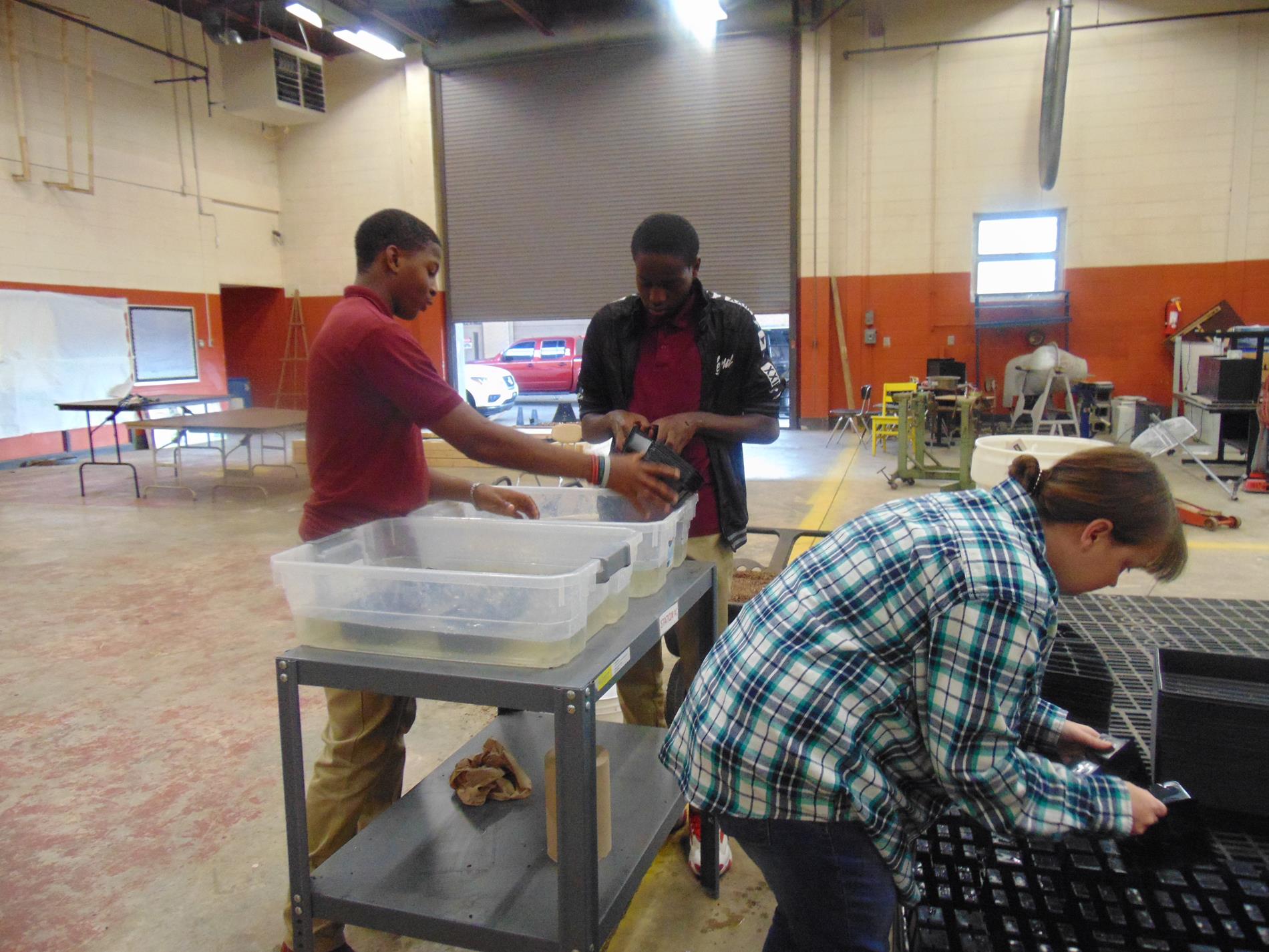 Agriculture class preparing seedlings