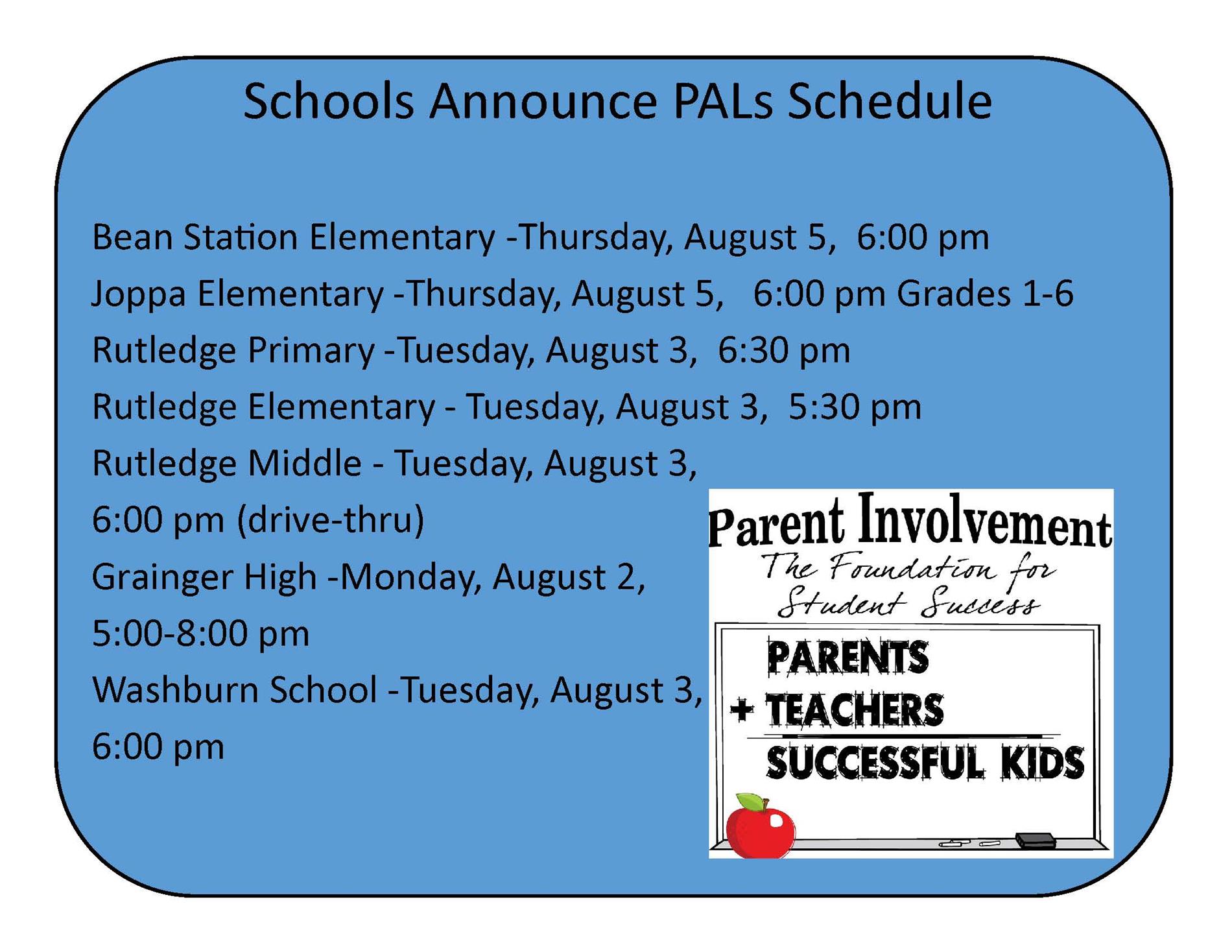 PALS Schedule PALS Schedule