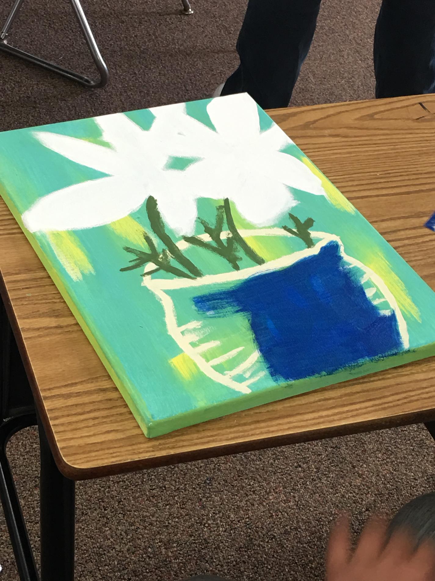 Mrs. Closes class painting flowers in a vase 2018-2019 school year